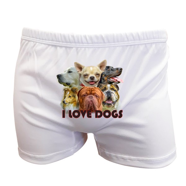 Trenýrky s potiskem Miluji psy - I love dogs